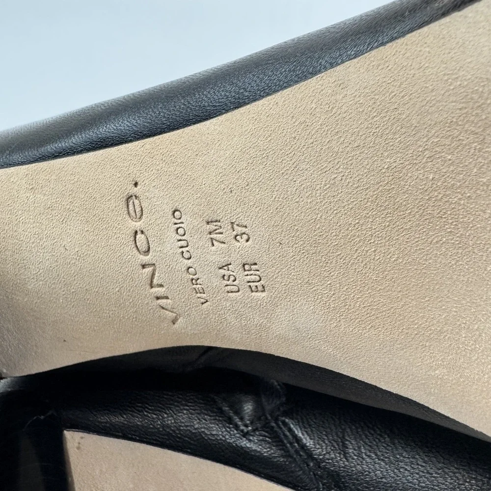 Womens Vince Pilar Black Leather Knee High Heeled Riding Boots Size 7 M WC GUC - Picture 9 of 9